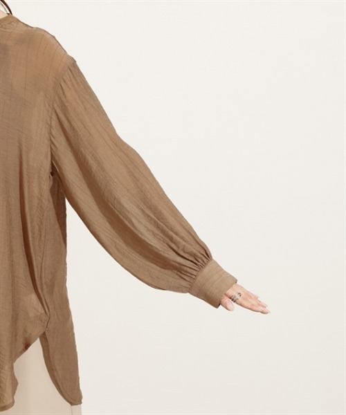 nissen（ニッセン）の「シアーワッシャーバンドカラーシャツ（シャツ/ブラウス・レディース・ベージュ/ブラック/ブラウン・L/M）」の18枚目の写真