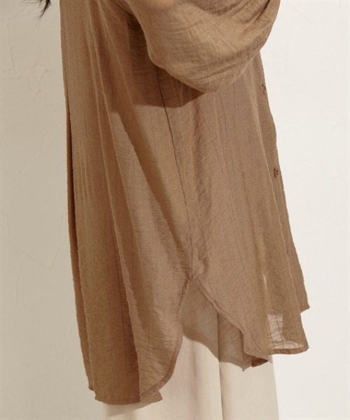 nissen（ニッセン）の「シアーワッシャーバンドカラーシャツ（シャツ/ブラウス・レディース・ベージュ/ブラック/ブラウン・L/M）」の19枚目の写真