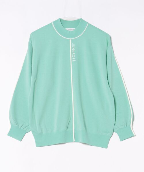 JUN&ROPE'（ジュンアンドロペ）の「ライン使いパフスリーブ長袖ニット［一部WEB限定カラー］（ニット/セーター・レディース・ブラック/グレー/グリーン系その他・L/M/S）」の3枚目の写真