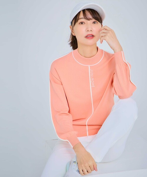 JUN&ROPE'（ジュンアンドロペ）の「ライン使いパフスリーブ長袖ニット［一部WEB限定カラー］（ニット/セーター・レディース・ブラック/グレー/グリーン系その他・L/M/S）」の6枚目の写真