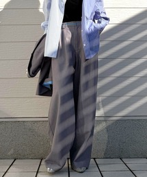 Q | グログランラインタックパンツ(スラックス)