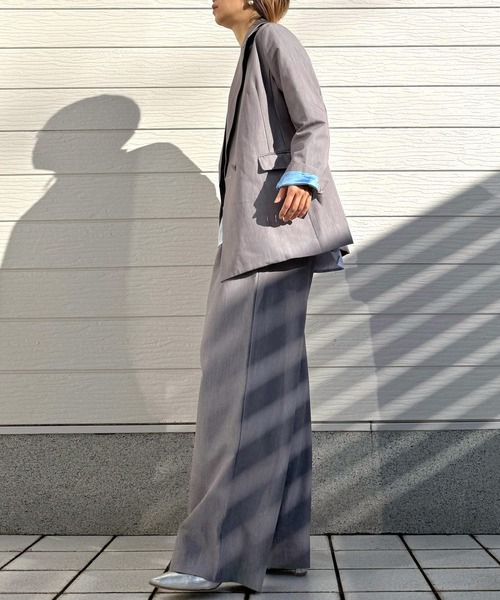 Q(キュー)の「グログランラインタックパンツ(スラックス・レディース・ブラック/ライトグレー・MEDIUM)」の20枚目の写真