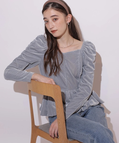 ベロア刺繍ペプラムブラウス（シャツ/ブラウス）｜Rirandture（リ