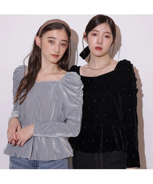 ベロア刺繍ペプラムブラウス（シャツ/ブラウス）｜Rirandture（リ