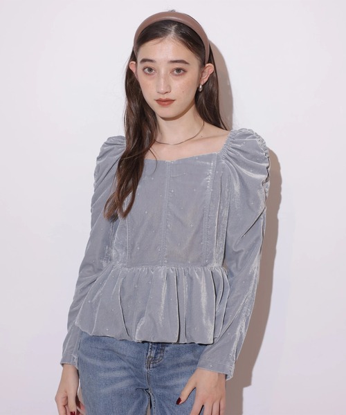 ベロア刺繍ペプラムブラウス（シャツ/ブラウス）｜Rirandture（リ