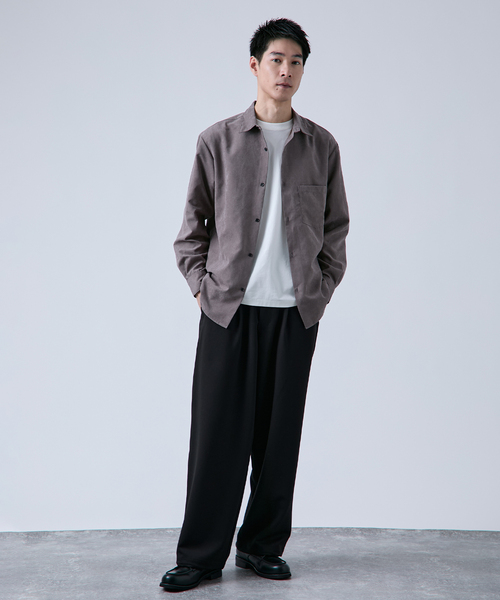 B.C STOCK(ベーセーストック)の「ヴィーガンスエード レギュラーカラーシャツ(シャツ/ブラウス・メンズ・グレー/ブラック・MEDIUM/LARGE)」の7枚目の写真