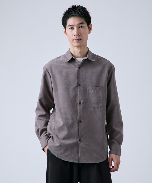 B.C STOCK(ベーセーストック)の「ヴィーガンスエード レギュラーカラーシャツ(シャツ/ブラウス・メンズ・グレー/ブラック・MEDIUM/LARGE)」の8枚目の写真