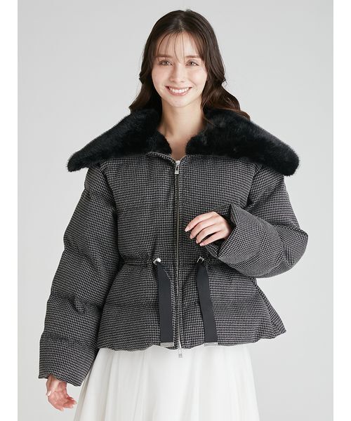 ファー襟付きツイードショートコート（ダウンジャケット/コート