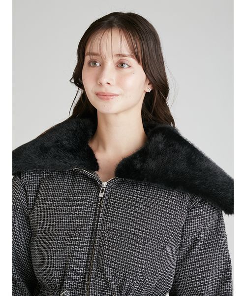 ファー襟付きツイードショートコート（ダウンジャケット/コート