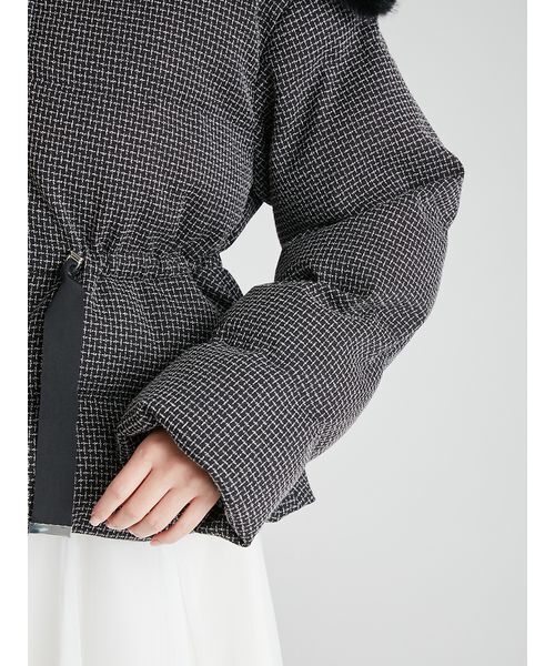 ファー襟付きツイードショートコート（ダウンジャケット/コート