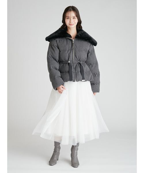 ファー襟付きツイードショートコート（ダウンジャケット/コート