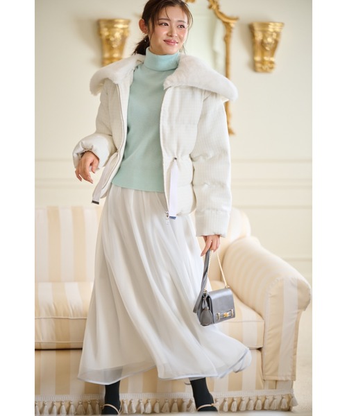 ファー襟付きツイードショートコート（ダウンジャケット/コート