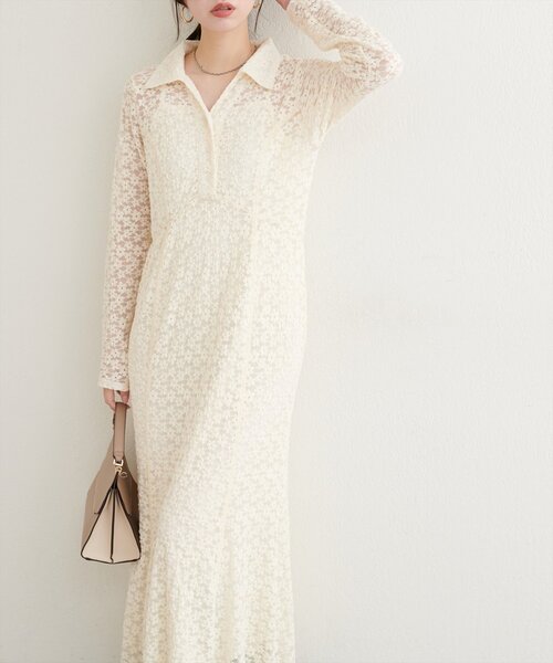 natural couture(ナチュラルクチュール)の「【WEB限定】総レースマーメイドワンピース(ワンピース・レディース・ブラック/アイボリー/ブラウン・FREE)」の10枚目の写真