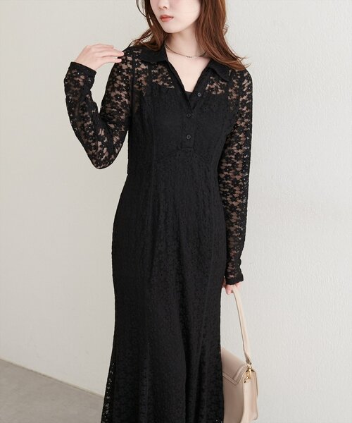 natural couture(ナチュラルクチュール)の「【WEB限定】総レースマーメイドワンピース(ワンピース・レディース・ブラック/アイボリー/ブラウン・FREE)」の18枚目の写真