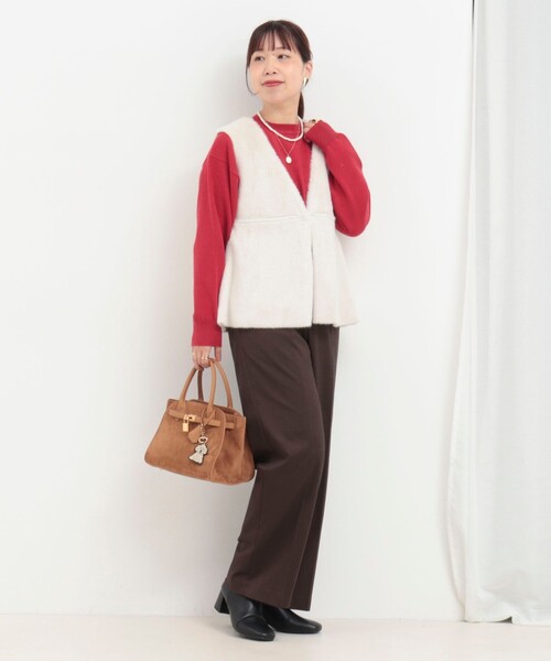 MICO COULIER（ミコクリエ）の「フェイクムートンファーベスト（ブルゾン・レディース・チャコールグレー/グレイッシュベージュ/キャメル・38）」の19枚目の写真