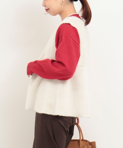 MICO COULIER（ミコクリエ）の「フェイクムートンファーベスト（ブルゾン・レディース・チャコールグレー/グレイッシュベージュ/キャメル・38）」の22枚目の写真