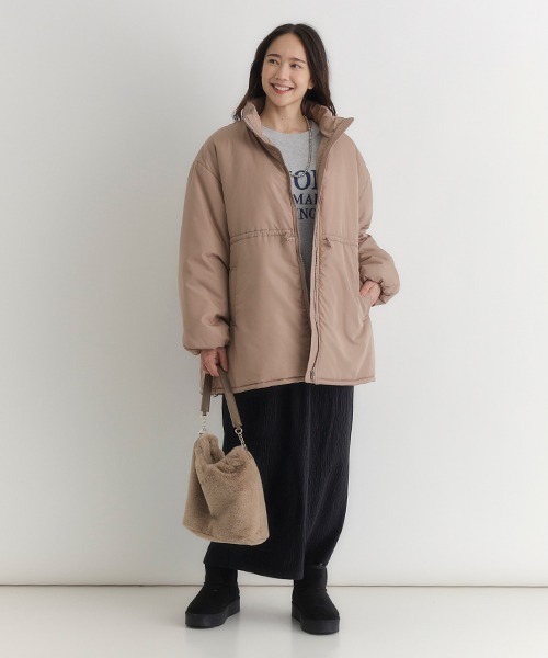 Right-on(ライトオン)の「HONEYSUCKLE ROSE(ハニーサックルローズ)【レディース】中綿ミドルジャケット(ダウンジャケット/コート・レディース・ブラウン/オフホワイト/ブラック・S/M/L)」の22枚目の写真