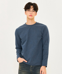 男性ソフト長袖Tシャツ-ブルー
