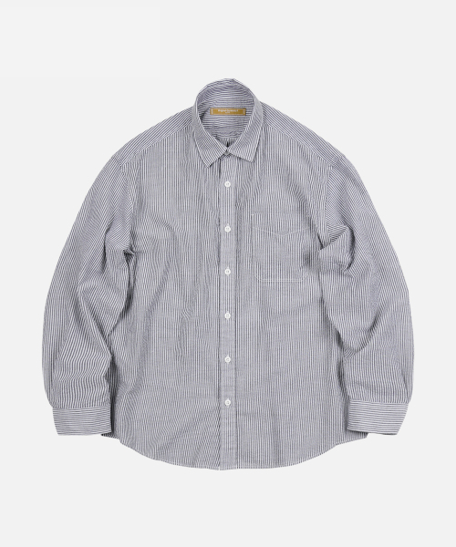 FRIZMWORKS(フリズムワークス)の「OG STRIPE SEERSUCKER SHIRT _ BLACK(シャツ/ブラウス・メンズ・その他・SMALL/MEDIUM/LARGE/X-LARGE)」の1枚目の写真