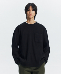 OVERSIZED WAFFLE POCKET TEE 002 _ BLACK