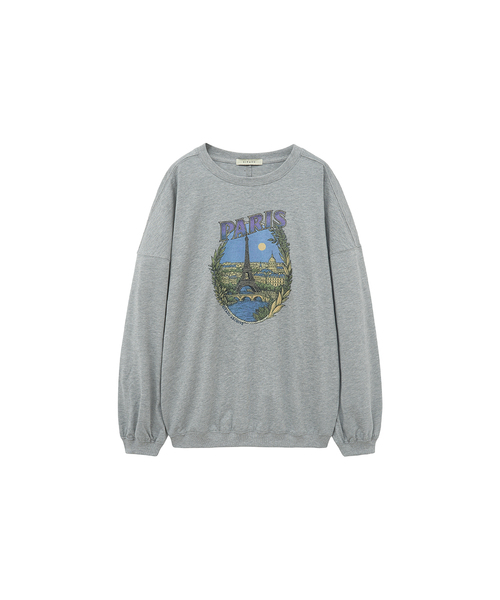 SIYAZU(シヤジュ)の「SITP5232 PARIS オーバーサイズコンフォートTシャツ_メランジェグレー(スウェット・レディース・ライトグレー・ONE)」の1枚目の写真