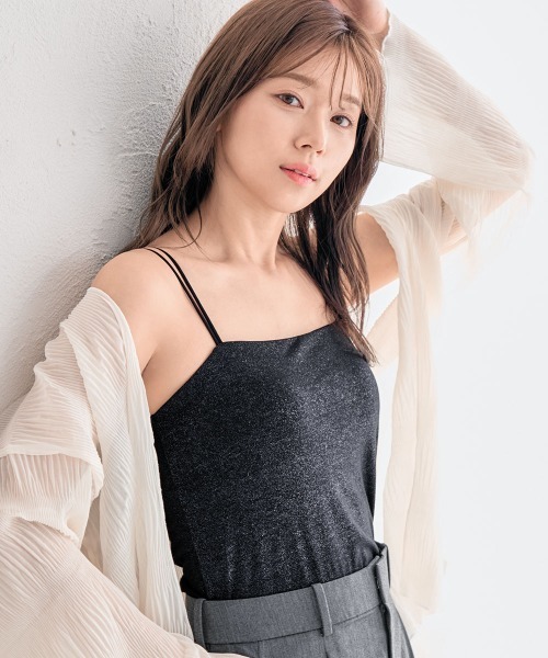 aimerfeel(エメフィール)の「ラメ ノンワイヤー ブラトップ(キャミソール・レディース・ブラック/オフホワイト・SMALL/MEDIUM/LARGE)」の18枚目の写真