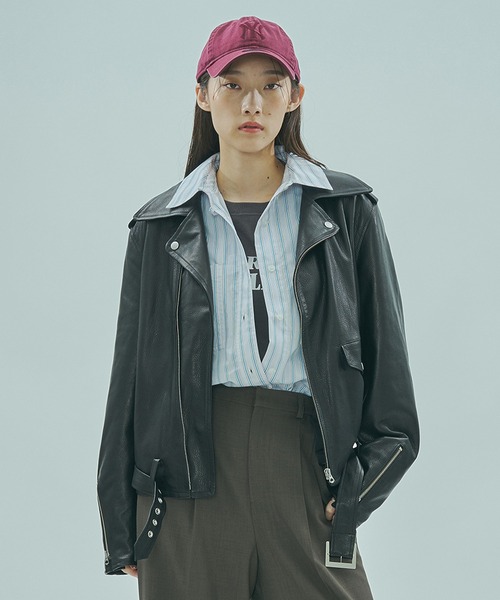 sisii：シングルライダース（オリーブグリーン） Sisii シシ 186-OL MARINE JACKET マリンジャケット 本革 レザー