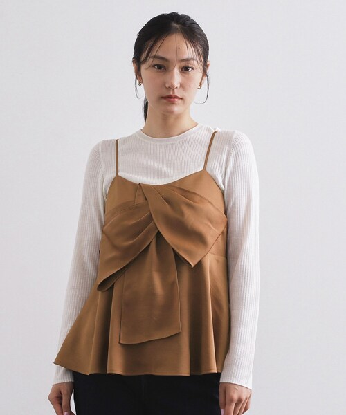 OPAQUE.CLIP(オペークドットクリップ)の「サテンキャミブラウス【洗濯機OK】(シャツ/ブラウス・レディース・ライトベージュ/キャメル/ブラック・00)」の16枚目の写真