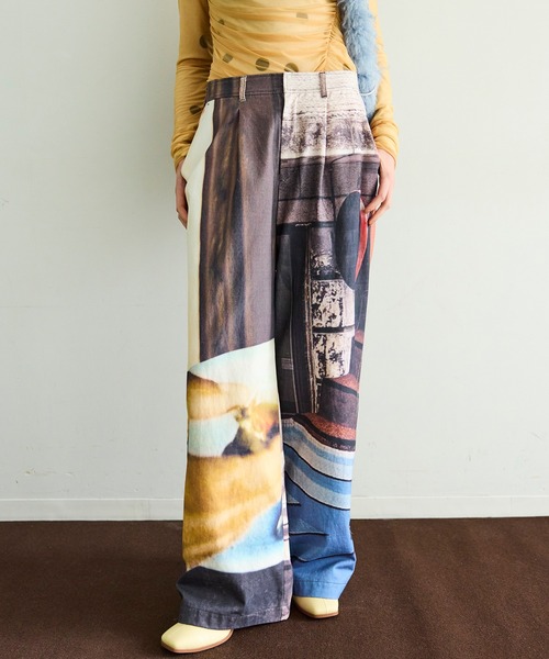 MAISON SPECIAL(メゾンスペシャル)の「Cityscape Photo Collage Pants/シティースケープフォトコラージュパンツ(その他パンツ・レディース・ブラック/マルチ・36/38)」の1枚目の写真