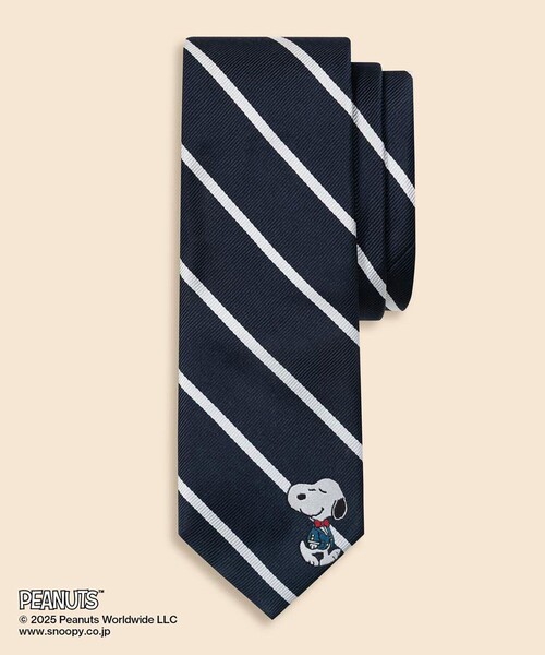 BROOKS BROTHERS(ブルックスブラザーズ)の「Brooks Brothers × PEANUTS シルク スヌーピー&ウッドストックエンブロイダリー BB#3ストライプ ジャカードタイ(ネクタイ・メンズ・ネイビー・ONE SIZE)」の1枚目の写真