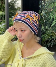 HELLO.SANFRANCISCO | 【HELLO.SANFRANCISCO/ハローサンフランシスコ】リボン付きマルチボーダービーニー帽(キャップ)