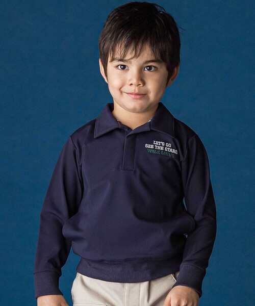 WASK（ワスク）の「襟付き裏チェックトレーナー（スウェット・キッズ・ネイビー/ベージュ・140cm/150cm/160cm/130cm）」の2枚目の写真