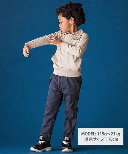 WASK（ワスク）の「襟付き裏チェックトレーナー（スウェット・キッズ・ネイビー/ベージュ・140cm/150cm/160cm/130cm）」の4枚目の写真