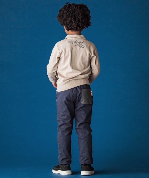 WASK（ワスク）の「襟付き裏チェックトレーナー（スウェット・キッズ・ネイビー/ベージュ・140cm/150cm/160cm/130cm）」の6枚目の写真