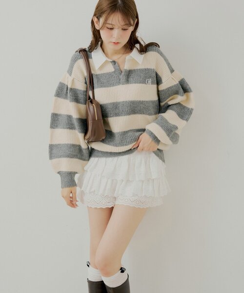 Chico（チコ）の「コットンレースティアードショートパンツ（その他パンツ・レディース・ホワイト/ブラウン/ベージュ・FREE）」の2枚目の写真