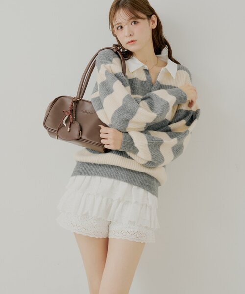 Chico（チコ）の「コットンレースティアードショートパンツ（その他パンツ・レディース・ホワイト/ブラウン/ベージュ・FREE）」の15枚目の写真