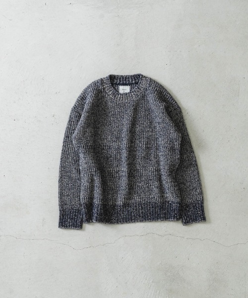 quadro（クオドロ）の「5G引き揃え片畦クルーネック（ニット/セーター・メンズ・ローズ/ベージュ/ネイビー・MEDIUM/LARGE）」の2枚目の写真