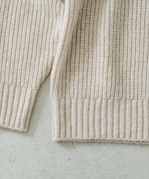 quadro（クオドロ）の「5G引き揃え片畦クルーネック（ニット/セーター・メンズ・ローズ/ベージュ/ネイビー・MEDIUM/LARGE）」の11枚目の写真