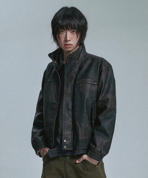 MOO（エムオーオー）の「ウォッシュドハイネックビーガンレザージャケット - ダークブラウン（ライダースジャケット）」