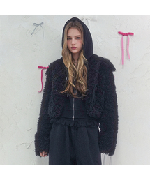 Collar Teddy Fur Jacket BLACK