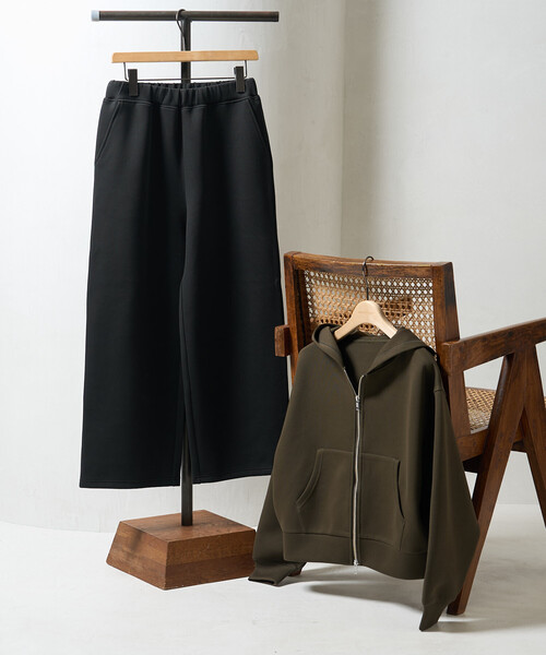 FREAK'S STORE（フリークスストア）の「【セットアイテム】ボンディング ショートジップパーカー パンツセット（セットアップ・レディース・ブラック/オリーブ/オフホワイト/ネイビー/ライトグレー・MEDIUM/SMALL）」の4枚目の写真