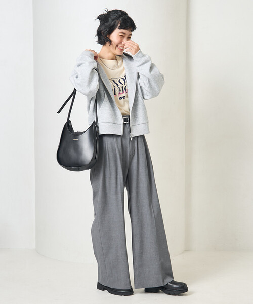 FREAK'S STORE（フリークスストア）の「【セットアイテム】ボンディング ショートジップパーカー パンツセット（セットアップ・レディース・ブラック/オリーブ/オフホワイト/ネイビー/ライトグレー・MEDIUM/SMALL）」の13枚目の写真