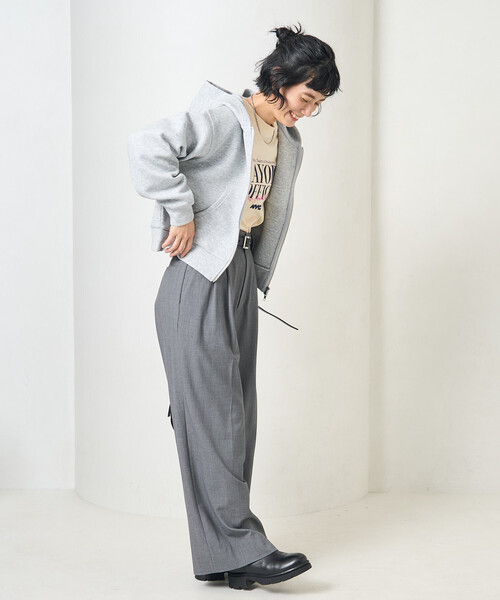 FREAK'S STORE（フリークスストア）の「【セットアイテム】ボンディング ショートジップパーカー パンツセット（セットアップ・レディース・ブラック/オリーブ/オフホワイト/ネイビー/ライトグレー・MEDIUM/SMALL）」の12枚目の写真