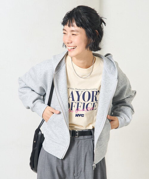 FREAK'S STORE（フリークスストア）の「【セットアイテム】ボンディング ショートジップパーカー パンツセット（セットアップ・レディース・ブラック/オリーブ/オフホワイト/ネイビー/ライトグレー・MEDIUM/SMALL）」の10枚目の写真