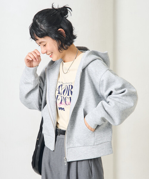 FREAK'S STORE（フリークスストア）の「【セットアイテム】ボンディング ショートジップパーカー パンツセット（セットアップ・レディース・ブラック/オリーブ/オフホワイト/ネイビー/ライトグレー・MEDIUM/SMALL）」の9枚目の写真