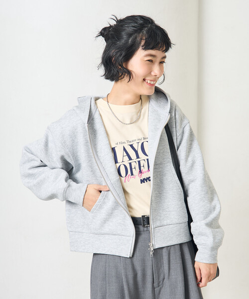 FREAK'S STORE（フリークスストア）の「【セットアイテム】ボンディング ショートジップパーカー パンツセット（セットアップ・レディース・ブラック/オリーブ/オフホワイト/ネイビー/ライトグレー・MEDIUM/SMALL）」の8枚目の写真