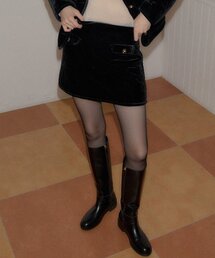 Velvet Quilting Mini Skirt