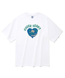チェックハート半袖Tシャツホワイト