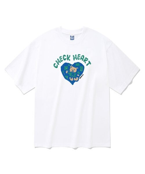 RADINEO(ラディネオ)の「チェックハート半袖Tシャツホワイト(Tシャツ/カットソー・メンズ・その他・LARGE/MEDIUM/SMALL/X-LARGE)」の1枚目の写真