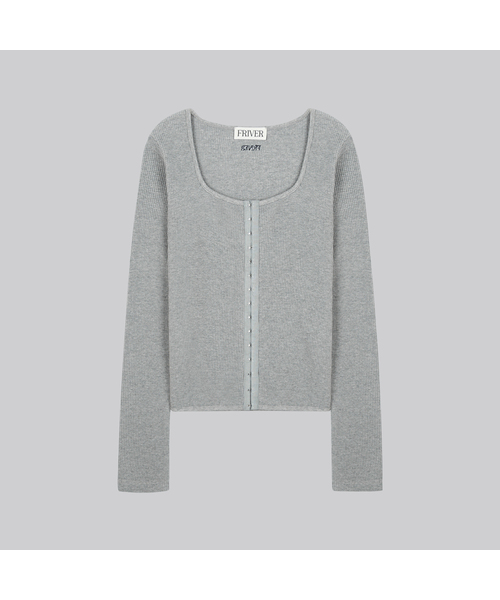 FRIVER07(フリバー07)の「Waffle square neck cardigan FRFA01CD02_Gray(カーディガン/ボレロ・レディース・ライトグレー・FREE)」の1枚目の写真